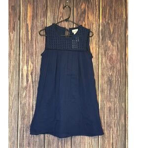 Tommy Bahama Dress Womens M Navy Eyelet Crinkle Rayon Sleeveless Resort